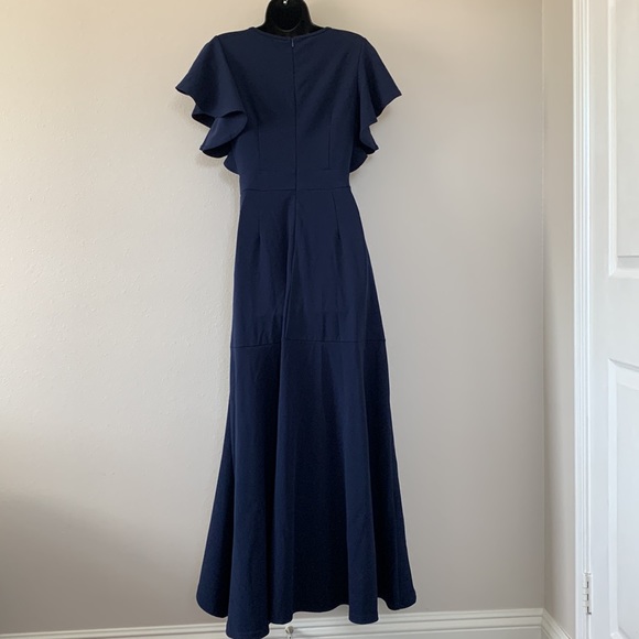 Miusol Retro V Neck Ruffle Sleeves Evening Cocktail Slit Dress - Picture 9 of 12